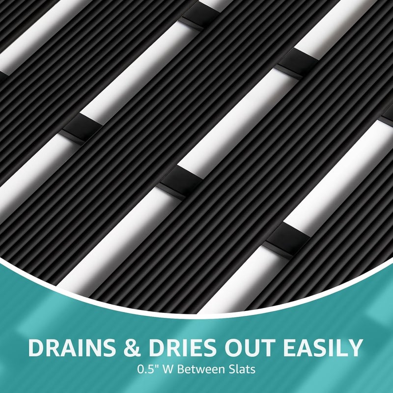 OTHWAY Large Shower Mat, 35.4 x 24 Inch No Suction Cup Shower Mat Non Slip, Quick Drain Non Slip Shower Mats for Inside Shower, Heavy Duty Curlable PVC Stand up Shower Floor Mat, Black - Image 4